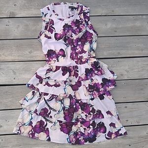 Purple floral banana republic ruffle dress size 2